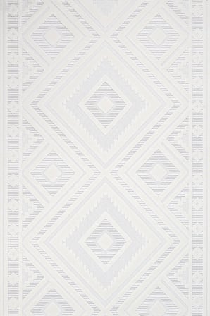 Beyaz Modern Geometrik Dijital Baskı Salon Halısı Kaymaz Koridor