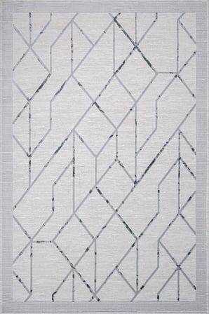 Gri Geometrik Desenli Kaymaz Taban Salon Halısı Koridor Yatak Odası