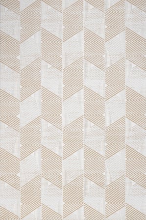 Modern Krem Geometrik Desenli Kaymaz Taban Salon Halısı Koridor Modeli