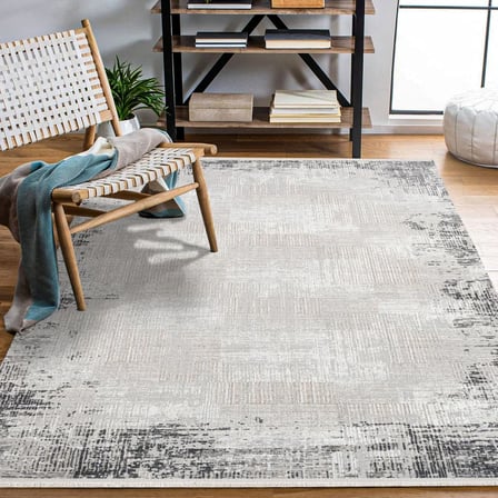 Gri Soyut Desenli Kaymaz Tabanlı Modern Salon Halısı Dijital Baskı
