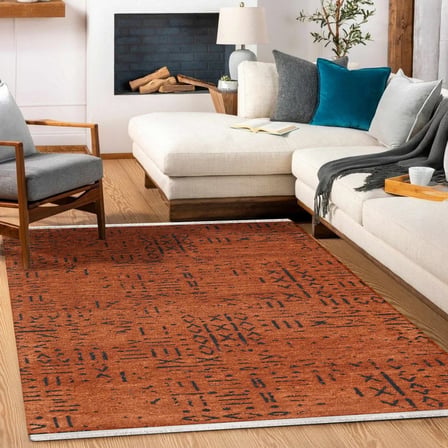 Siyah Geometrik Desenli Bohem Salon Halısı Kaymaz Tabanlı Koridor