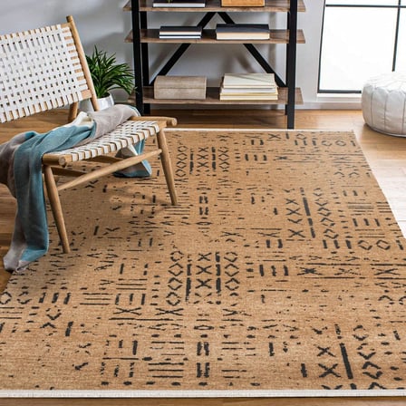 Terracotta Geometrik Desenli Kaymaz Tabanlı Salon ve Koridor Halısı Dijital Baskı