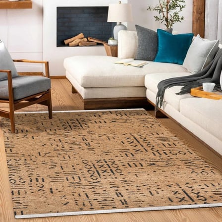 Terracotta Geometrik Desenli Kaymaz Tabanlı Salon ve Koridor Halısı Dijital Baskı