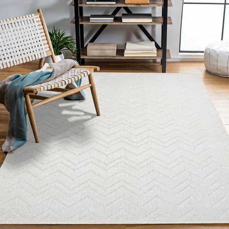 Krem Geometrik Desenli Dijital Baskı Halı Kaymaz Tabanlı Modern Salon Koridor