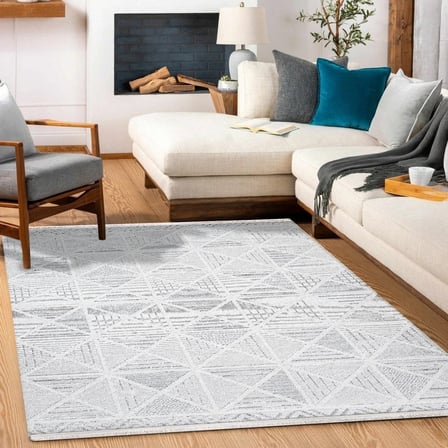 Gri Geometrik Modern Dijital Baskı Kaymaz Tabanlı Salon Koridor Halısı
