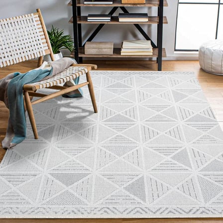 Gri Geometrik Modern Dijital Baskı Kaymaz Tabanlı Salon Koridor Halısı