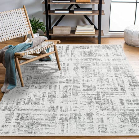 Gri Soyut Desenli Dijital Baskı Salon Halısı Modern Kaymaz Tabanlı Koridor