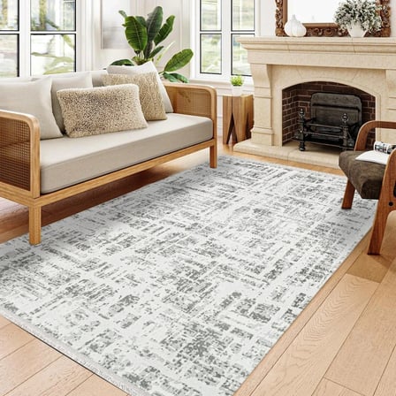 Gri Soyut Desenli Dijital Baskı Salon Halısı Modern Kaymaz Tabanlı Koridor