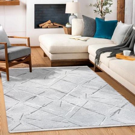 Modern Geometrik Desenli Gri Dijital Baskı Salon Koridor Halısı İskandinav Tasarım