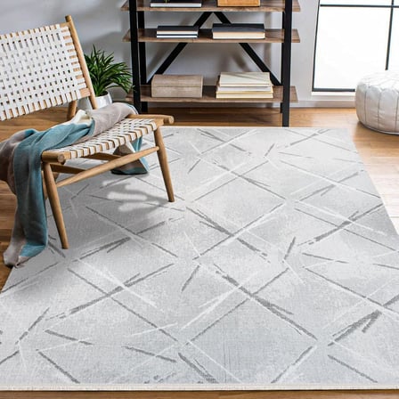 Modern Geometrik Desenli Gri Dijital Baskı Salon Koridor Halısı İskandinav Tasarım