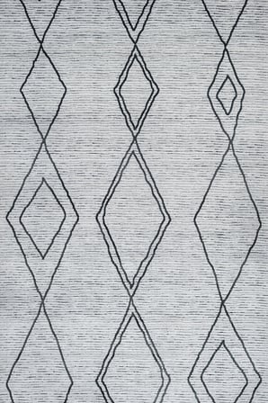 Gri Geometrik Desenli Kaymaz Taban Salon Halısı Koridor İskandinav