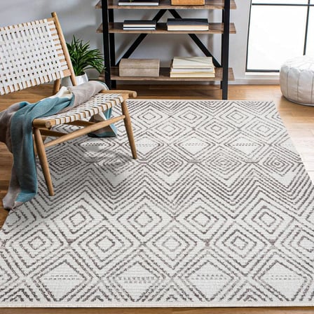 Krem Kahverengi Geometrik Desenli Kaymaz Taban Dijital Baskı Salon Koridor Halısı