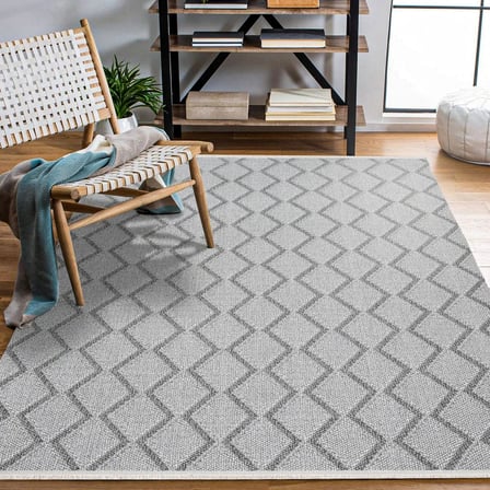 Gri Geometrik Modern Salon Halısı Kaymaz Tabanlı Dijital Baskı