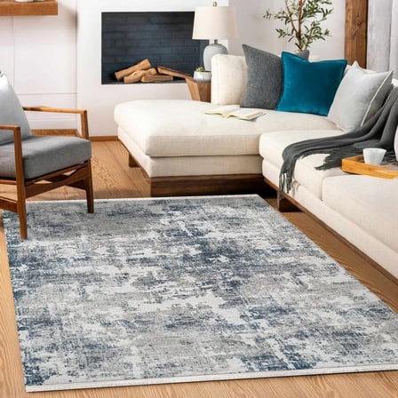 Gri Salon Halısı Modern Soyut Desenli Dijital Baskı Kaymaz Taban Koridor Uyumlu