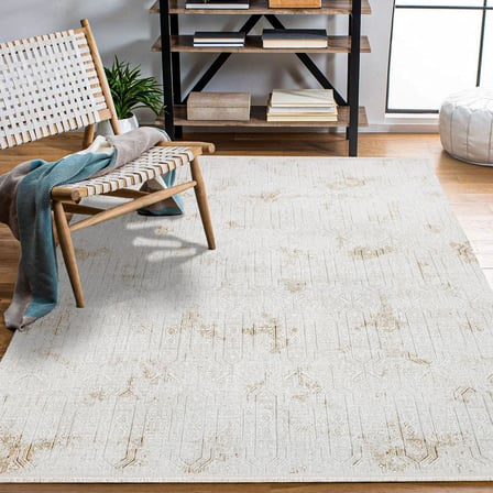 Krem Geometrik Desenli Modern Dijital Baskı Halı Koridor Salon Zarif