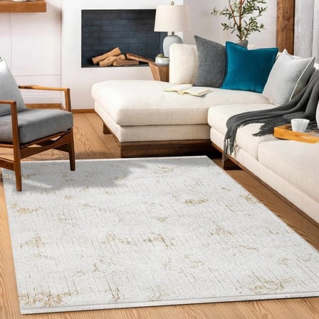 Krem Geometrik Desenli Modern Dijital Baskı Halı Koridor Salon Zarif