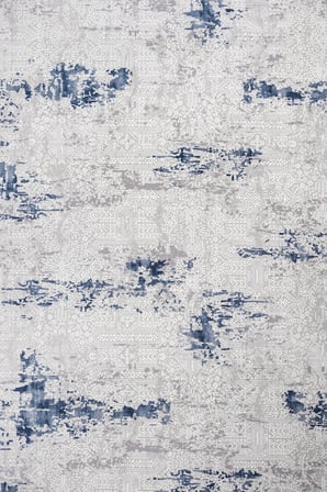 Ekru Mavi Soyut Desenli Kaymaz Tabanlı Modern Dijital Baskı Salon Halısı
