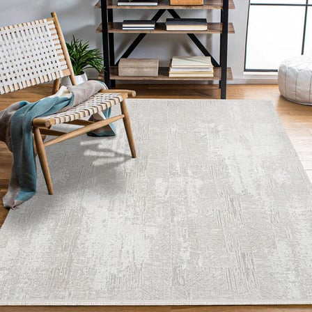 Gri Ekru Soyut Desenli Dijital Baskı Modern Salon Halısı Kaymaz Tabanlı Koridor