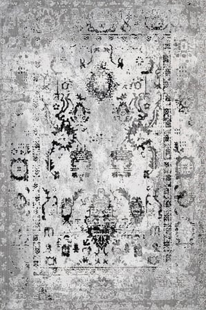 Gri Soyut Desenli Dijital Baskı Salon ve Koridor Halısı Kaymaz Tabanlı Modern