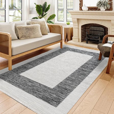 Ekru Antrasit Geometrik Desenli Modern Salon Halısı Dijital Baskı Kaymaz Taban