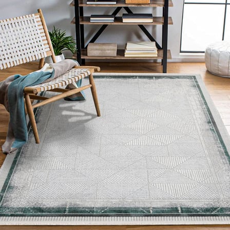 Gri Geometrik Desenli Modern Salon Halısı Dijital Baskı Kaymaz Tabanlı Koridor İçin