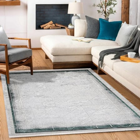 Gri Geometrik Desenli Modern Salon Halısı Dijital Baskı Kaymaz Tabanlı Koridor İçin