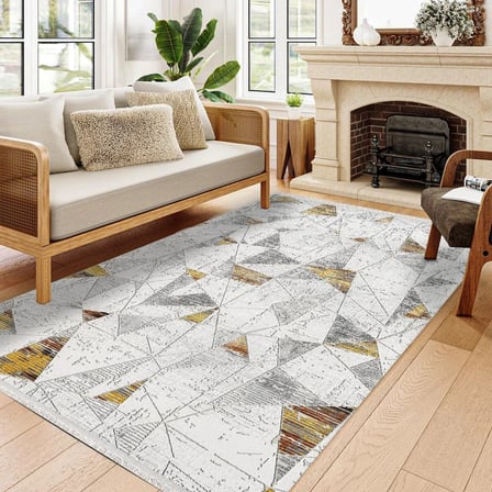 Gri Geometrik Modern Salon Halısı Kabartmalı Dijital Baskı Koridor için Tabanlı