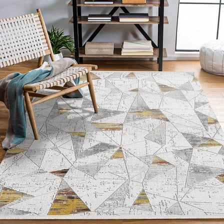 Gri Geometrik Modern Salon Halısı Kabartmalı Dijital Baskı Koridor için Tabanlı