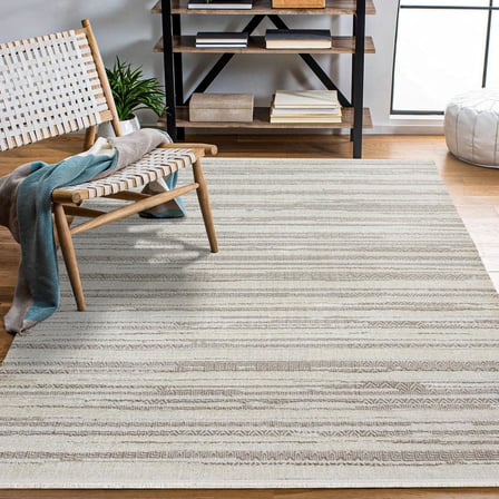 Krem Geometrik Desenli Dijital Baskı Kaymaz Tabanlı Modern Salon ve Koridor Halısı