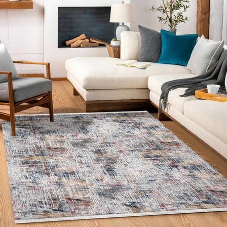 Soyut Desenli Çok Renkli Dijital Baskı Kaymaz Tabanlı Modern Salon Halısı