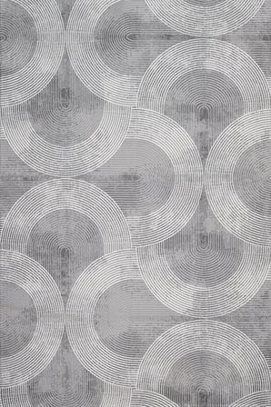 Gri Geometrik Desenli Modern Salon Halısı Dijital Baskı Pamuk-Polyester