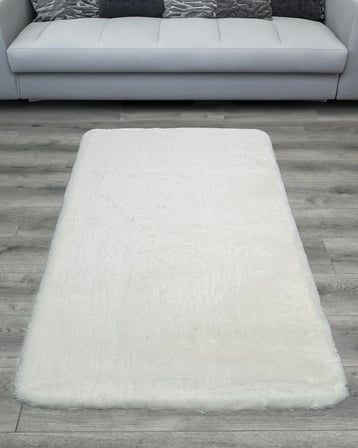 Beyaz Modern Tüy Yapılı Salon Halısı Polyester Dokuma Koridor