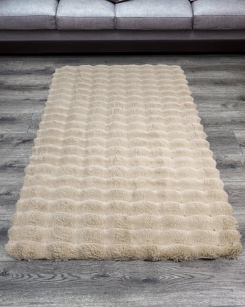 Bej Modern Kabartmalı Salon Halısı Polyester Dokuma Koridor Yatak Odası