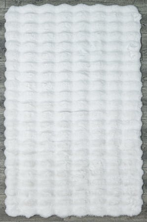 Beyaz Modern Kabartmalı Salon Halısı Polyester Dokuma Koridor
