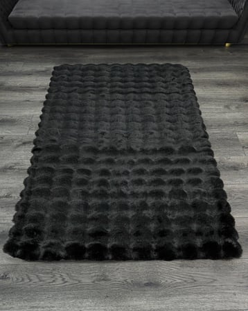 Siyah Modern Salon Halısı Kabartmalı Tekstüre Makine Dokuma Çocuk Odası