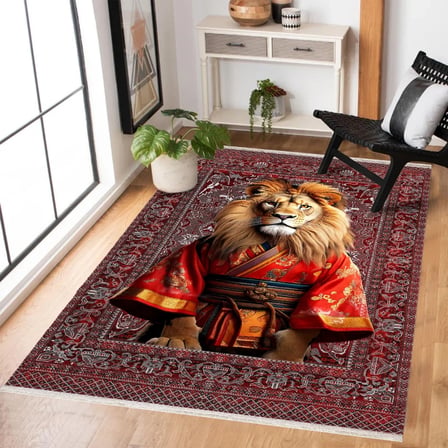 Kiremit Antrasit Gri Kareli Dijital Baskı Kaymaz Tabanlı Salon Halısı
