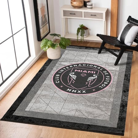 Geometrik Desenli Koyu Gri Modern Salon Halısı Dijital Baskı Kaymaz Taban