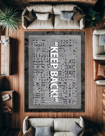 Antrasit Gri Geometrik Desenli Modern Salon Halısı Dijital Baskı Kaymaz Tabanlı