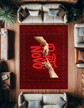 Kırmızı Modern Düz Salon Halısı Dijital Baskı Kaymaz Taban Bohem