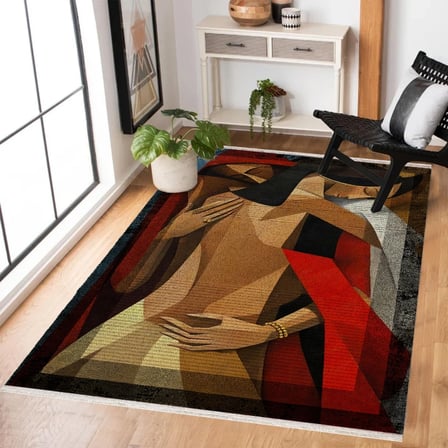 Bej Kahverengi Düz Desenli Modern Kaymaz Taban Salon Halısı Bohem