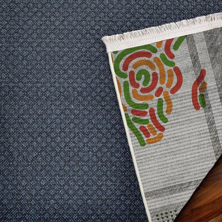 Kiremit Gri Geometrik Desenli Dijital Baskı Kaymaz Tabanlı Salon Halısı