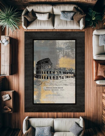 Ekru Füme Mandala Desenli Kaymaz Tabanlı Salon Halısı Eskitme Vintage
