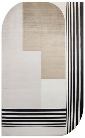 Krem Siyah Altın Geometrik Modern Loravo Salon Oturma Odası Halısı Kilim