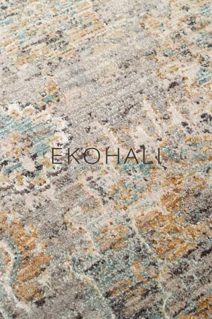 Marine Gri Bej Madalyon Desenli Klasik Toris Kilim Halısı Salon