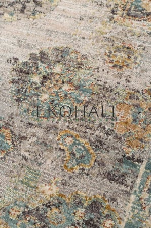 Marine Gri Bej Madalyon Desenli Klasik Toris Kilim Halısı Salon