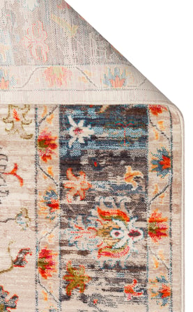 Bej Mavi Çok Renkli Vintage Madalyon Bordürlü Ruvio Klasik Salon Halısı