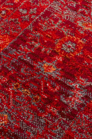 Kırmızı Gri Geometrik Desenli Vintage Salon Oturma Odası Kilim Halısı Ruvio