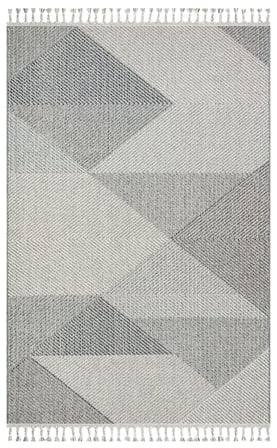 Gri Beyaz Modern Geometrik Salon Kilimi Makine Dokuma Koridor İçin