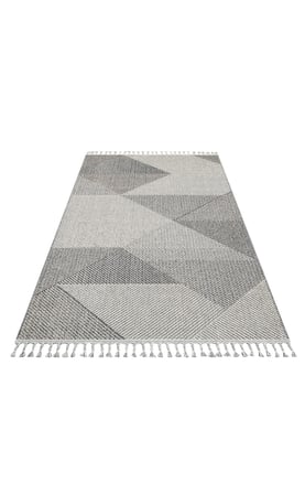 Gri Beyaz Modern Geometrik Salon Kilimi Makine Dokuma Koridor İçin