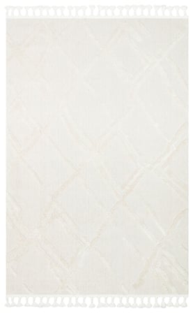 Krem Modern Geometrik Desenli Polyester Makine Halısı Koridor